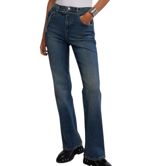 Free People We the Free Sabine Slim Straight Jeans Sz 30 HIBERNATE Blue NWT - Picture 2 of 16